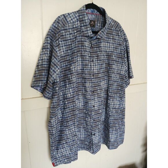 Sloane 044 Reeves Button Up Shirt Mens 5X Blue Cotton Convertible Short Sleeve - Picture 4 of 16
